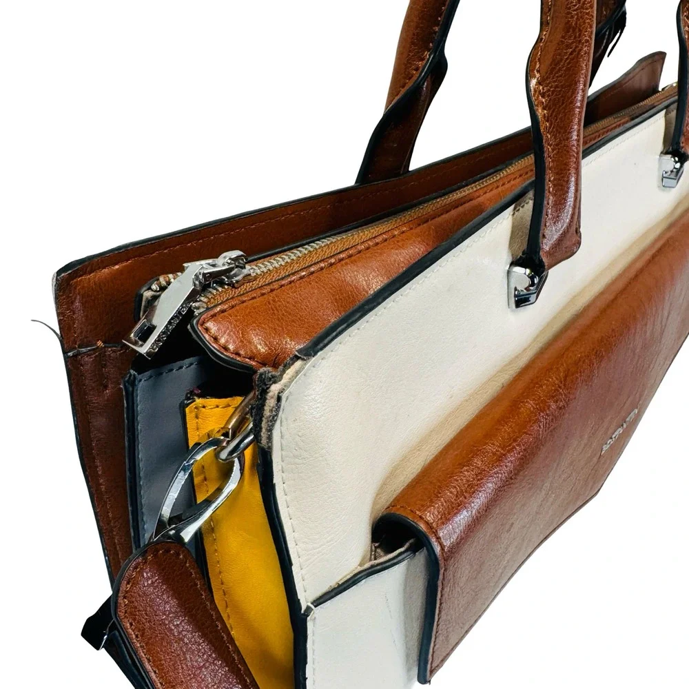 Bostanten Leather Laptop‎ Tote Briefcase Work Bag Multi Compartment Shoulder Bag
